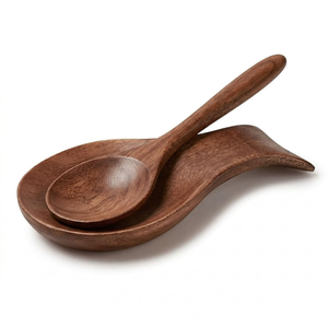 Reposacucharas Redondo de Madera de Acacia y Mango de Primera Calidad, Soporte para Utensilios de Cocina para la Estufa, Mejor Precio - Product Image 1