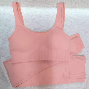 Ensemble de yoga 2 pièces sans couture, taille haute, rembourré, avec soutien-gorge et leggings, design personnalisé, pour l'entraînement et la course, avec ceinture élastique – Collection 2026 (Vente en gros) - Product Image 5