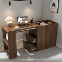 Bureau d'ordinateur moderne en bois de luxe avec rangement dissimulé pour la maison, la chambre à coucher, le salon ou l'hôtel, conçu pour une conception ouverte