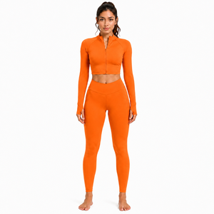 Ensemble de yoga pour femme 2026 – Soutien-gorge de sport sans couture à col roulé et bretelles non convertibles & Leggings taille haute – Tenue de sport grande taille - Product Image 1