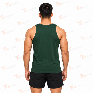 Camiseta sin mangas verde para hombre Tiierwear, cuello redondo, transpirable, de poliéster, para entrenamiento, gimnasio, con logo impreso en la parte delantera, informal, deportiva. - Product Image 4