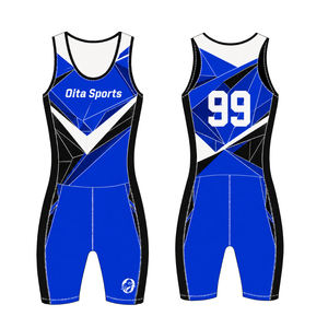 Combinaison de compétition de course à rames bleu roi, noir et blanc pour homme, sans manches, uniforme de performance, maillot de compétition personnalisé, vente en gros - Product Image 3