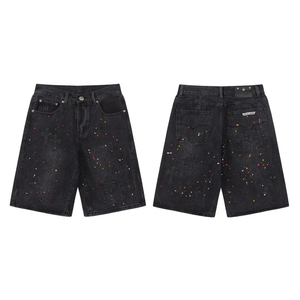 Custom Summer Y2K Casual Straight Streetwear Hip Pop Vintage Ripped Distressed Embroidery <b>Patch</b> Washed Denim <b>Shorts</b> <b>Men</b> - Product Image 4