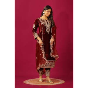 Conjunto de traje de fiesta para mujer de diseñador, top con dupatta y pantalón completamente cosido - Product Image 4