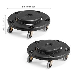 Set di 2 basi a rotelle per bidoni della spazzatura da 227 kg (500 libbre) con 4 ruote bloccabili, adatte per contenitori da 20/32/44/55 galloni, per carrelli manuali - Product Image 4