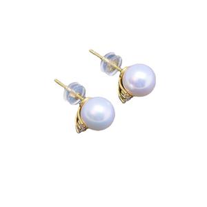Perles d'eau douce 8-9 mm blanches à forte luminosité, presque parfaites, sur argent S925, version coréenne, style minimaliste, boucles d'oreilles pour femmes - Product Image 4