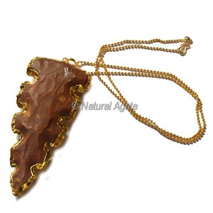 Collar al por mayor de ágata tipo Kervini con punta de flecha electrochapada - Diseño de arte popular coleccionable - Product Image 3