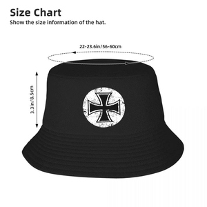 Knights Templar Bucket <b>Hat</b> - Unisex Black White Cross Cotton Sun <b>Cap</b> - Product Image 3