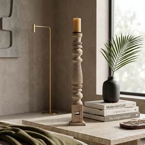 Heritage Wooden Candle Holder Timeless Decorative Accent <b>Inspired</b> <b>By</b> Traditional Woodworking Techniques And Designs - Product Image 4