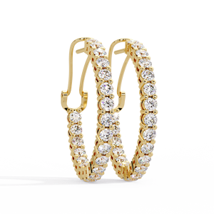 Classic Inside Out Hoop Earrings Cut Lab Grown Diamond 14K Pure Gold 4.30 CTW Rhodium Plated Women's Bridal Anniversary Gifts - Product Image 2
