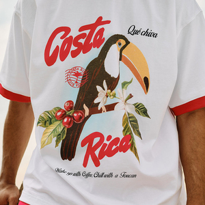 New Arrival Summer Streetwear Classic Costa Rica Printed T-Shirts for Men's Red Color Crew & Hem Regular Fit Cotton <b>Tees</b> - Product Image 5