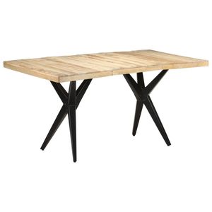 Table à manger en bois de manguier brut noir naturel avec structure en acier thermolaqué – Mobilier unique et élégant - Product Image 1