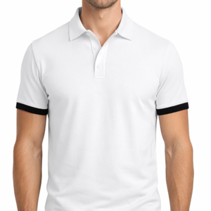 Polo pour homme gris moderne avec col contrastant bleu royal, manches courtes, séchage rapide, idéal pour l'entraînement sportif - Product Image 2