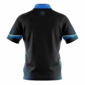 Polo personnalisé sublimé pour homme – Maillot de sport noir et bleu, T-shirt de golf personnalisé à séchage rapide - Product Image 3