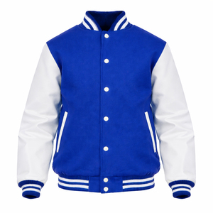 แจ็คเก็ตวาร์ซิตี้แบบกำหนดเองขายส่งสำหรับผู้ชาย ตัวเสื้อทำจากผ้าขนสัตว์และแขนเสื้อทำจากหนัง PU แจ็คเก็ตเบสบอลแบบ Letterman ผลิตตามแบบ OEM - Product Image 1