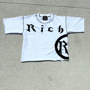 T-shirt vintage unisexe en coton épais et lavé à l'acide Short oversize avec logo imprimé pierre Design personnalisé noir pour hommes et femmes - Product Image 3