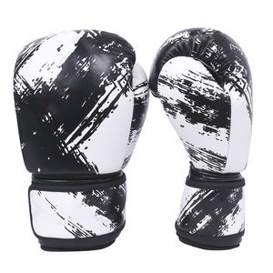 Gants de boxe personnalisés en PU noir et blanc avec sangle de poignet pour adultes, entraînement d'arts martiaux, longueur 28 cm, ajustement réglable - Product Image 3