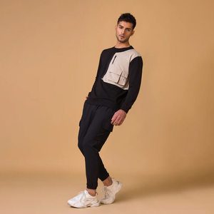Conjunto Deportivo para Hombre con Sudadera con Capucha y Bloques de Color, Pantalones Jogger, Antibacterial, Ecológico, Poliéster/Algodón, Ropa Urbana - Product Image 4