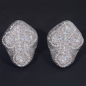 Lab Grown Diamond 925 <b>Silver</b> Large Cluster Statement <b>Ring</b> Full Stone Set Luxury Iced <b>Ring</b> For <b>Men</b> - Product Image 2