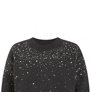 เสื้อสเวตเชิ้ตคอกลมสีดำแบบยูนิเซ็กซ์ ปรับแต่งได้ พร้อมลายจุดกลิตเตอร์ ทรงปกติ สวมใส่สบาย เหมาะสำหรับฤดูหนาว ผลิตจากผ้าฝ้ายถัก - Product Image 4
