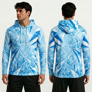 Dark <b>Red</b> Linear Pattern Sublimation Sports Hooded Shirt <b>High</b> Quality Polyester Breathable Performance Shirts - Product Image 4