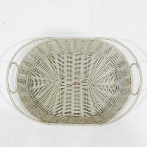 Plateau en rotin ovale tissé naturel avec poignées pour décoration intérieure et affichage de comptoir - Product Image 5