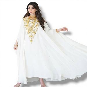 Robe de soirée AWAIS HOUSE Dubaï 2025 élégante et luxueuse en mousseline de soie perlée, coupe trapèze, longueur ras du sol, pour l'Aïd, service OEM, lavable - Product Image 1