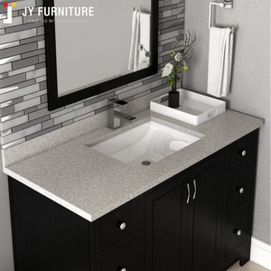 Muebles JY de lujo, diseño europeo moderno, estilo de almacenamiento oculto, encimera de mármol Artificial, tocador de baño de lujo - Product Image 3