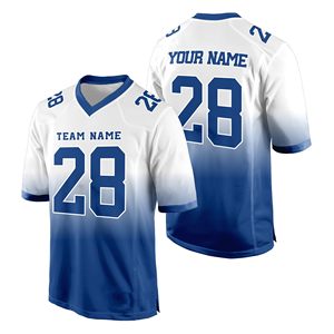 เสื้อเจอร์ซีย์อเมริกันฟุตบอลแบบมีโลโก้สั่งทำพิเศษ ผ้าทนทานต่อการซีดจาง สีทีมแบบกำหนดเอง ดีไซน์แขนเสื้อแบบกำหนดเอง คุณภาพพรีเมียม ไม่มี F - Product Image 3