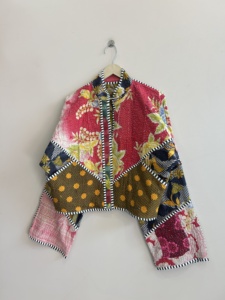 Vintage Cotton Kantha <b>Patchwork</b> <b>Jacket</b> Reversible Handmade Boho Street Style Coat - Product Image 1