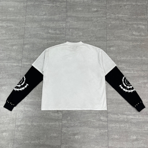 Camiseta de Manga Larga para Hombre, Estilo Cropped, de Doble Capa, con Estampado Personalizado, Lavado Ácido, Tejido Waffle, de Gran Gramaje - Product Image 3