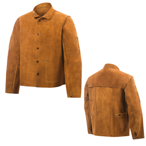 Chaqueta de Trabajo de Cuero para Soldadura, Talla Grande, Resistente al Fuego, de Cuero Vacuno Reforzado, Ropa de Seguridad para Soldador - Product Image 1
