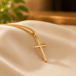 Collar de Cadena con Baño de Oro Amarillo de 18K para Hombre, con Colgante de Cruz Geométrica Simple, Joyería, Regalo de Aniversario - Product Image 3
