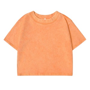 Nouveau T-shirt décontracté d'été pour femme, à manches courtes, respirant, écologique, grande taille, 100 % coton lavé, couleur unie, col rond - Product Image 1