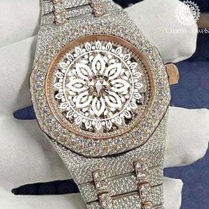 Reloj de Lujo Charm Jewels de Acero Inoxidable con Incrustaciones de Diamantes, Movimiento Mecánico Analógico, Esfera de 40 mm, Cristal de Zafiro, Moda Masculina - Product Image 1