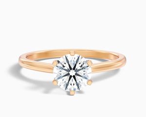 Bague en moissanite taille ronde en argent sterling 925 plaqué or blanc, bague de fiançailles minimaliste et délicate, alliance de mariage, bague de mariée - Product Image 1