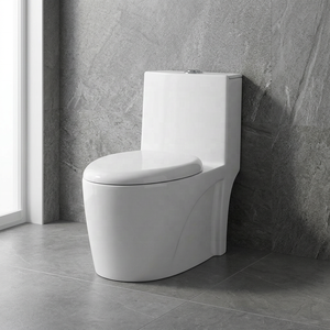 Inodoro de cerámica moderno de una pieza, montado en el suelo, con asiento de cierre suave para proyectos residenciales y hoteleros - Product Image 2