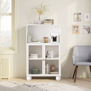 Mueble de Baño Independiente de 45.28 Pulgadas de Alto con Puerta de Vidrio y Estantes, Mueble Moderno para Exhibición y Organización - Product Image 5