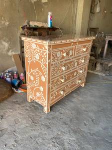Bone inlay rose pink Chest of 5 Drawer - Product Image 4