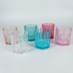 13 oz Unbreakable <b>Crystal</b> <b>Cut</b> Plastic Drinking <b>Glasses</b> for Parties - Product Image 3