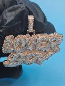 จี้ห้อยคอแบบฮิปฮอปสั่งทำพิเศษสำหรับแร็ปเปอร์ ประดับเพชร ตัวอักษรชื่อแบบกำหนดเอง เงินแท้ 925 จี้สองชั้น ตัวอักษรสองสี - Product Image 3