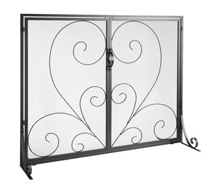 Protector de Chimenea Metálico con Diseño de Corazón, Doble Puerta, Malla Fina, Protector de Chispas con Marco de Acero Resistente - Product Image 3