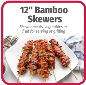 Bamboo Skewers 10 Inch Natural <b>Disposable</b> <b>BBQ</b> Sticks Food Grade Eco Friendly Wooden Skewers for Grilling Party Bulk Supply - Product Image 2