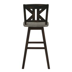 Set di 2 Sgabelli da Bar Girevoli Grigio Nero Effetto Invecchiato, Altezza Standard, Schienale a X, Girevoli a 360 Gradi, in Legno Massello di Gomma - Product Image 3