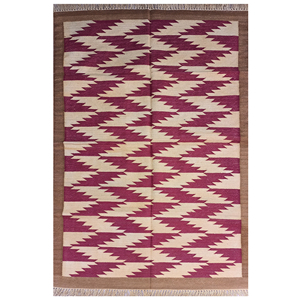 Tapis géométrique en coton indien moderne fait à la main, tissage plat personnalisé, avec teinture végétale naturelle, tapis et ensembles - Product Image 1