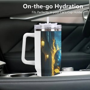 Stainless Steel Tumbler 40oz With Handle For <b>Coffee</b> And Tea Travel Use - Product Image 3