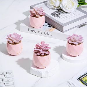 4 Vasi in Ceramica Rosa con Piante Succulente Artificiali, Graziose Piante Finte per Decorazione di Ufficio, Bagno, Cucina, Camera da Letto - Product Image 2