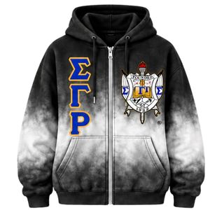 Conjunto Deportivo Casual para Mujer, Marca Sigma Gamma Rho, Tie Dye, Color Negro y Blanco, Sudadera con Letras Griegas Personalizadas, Pantalones Deportivos - Product Image 4
