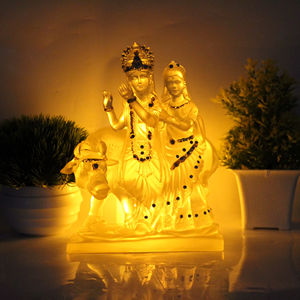 Statue de Radha Krishna en résine transparente, artisanale, design Art Déco, pour table - Product Image 2