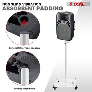 Supporto per altoparlanti PA DJ 5Core Heavy-Duty, 2 pezzi, altezza regolabile 61 pollici, attacco da 35 mm, capacità 100 libbre, 2 pezzi, altezza regolabile 61 pollici, per impieghi gravosi - Product Image 4